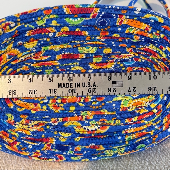 Handmade Coiled Rope Tote Bag - Bright Multicolored Fabric - Picture 8 of 9